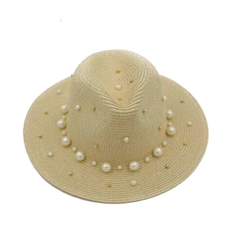 MAERSHEI Summer British pearl beading flat brimmed straw hat Shading sun hat Lady fashion beach hat Jazz hat
MAERSHEI Summer British pearl beading flat brimmed straw hat Shading sun hat Lady fashion beach hat Jazz hat