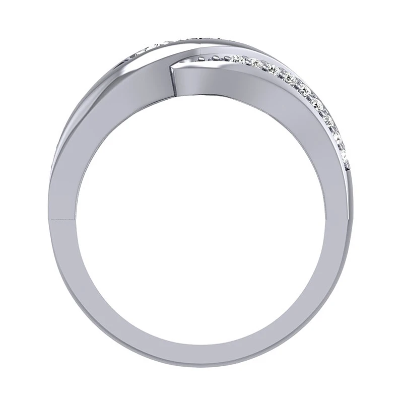 Caimao Free Shipping 14k White Gold 0.30ct Natural Baguette And Round Diamond Prong Ring Gift | Украшения и аксессуары