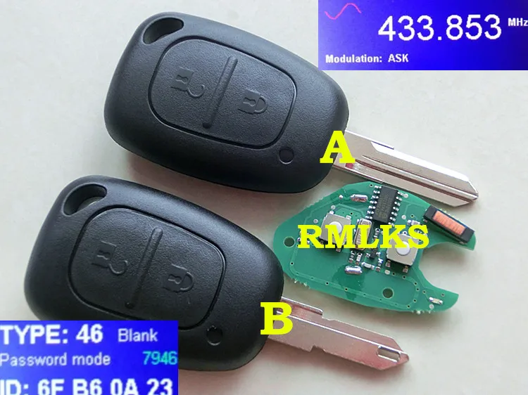 RMLKS Car Remote Key Fit For Renault VIVARO MOVANO TRAFFIC MASTER KANGOO PCF7946 Chip 433MHZ Unvut Blade
RMLKS Car Remote Key Fit For Renault VIVARO MOVANO TRAFFIC MASTER KANGOO PCF7946 Chip 433MHZ Unvut Blade
