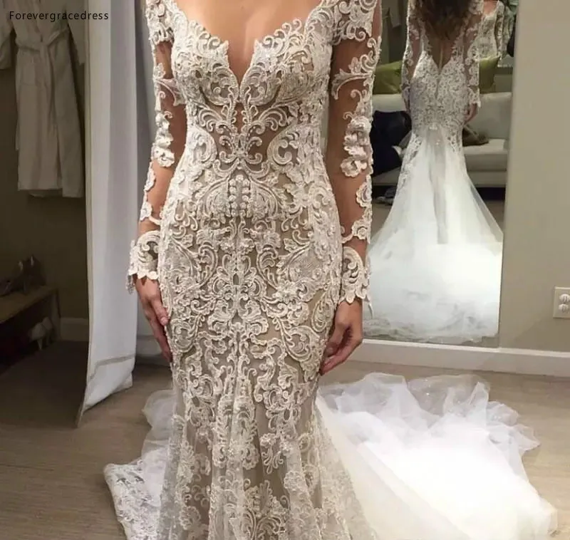 Luxury Long Sleeve Wedding Dress Mermaid Sheer Neck Lace Appliques Garden Country Church Bride Bridal Gown Custom Made Plus Size
Luxury Long Sleeve Wedding Dress Mermaid Sheer Neck Lace Appliques Garden Country Church Bride Bridal Gown Custom Made Plus Size