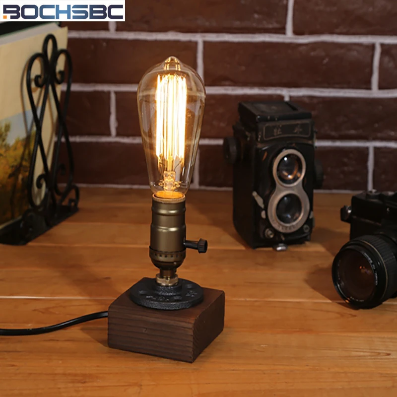 

BOCHSBC Vintage Industrial Desk Lights for Study Room Bar Bedroom Reading Room Loft Table Lamp Light Lampara de mesa Lampe de