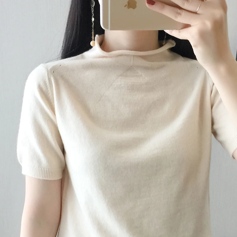 Women's short-sleeved sweater 2019 spring new knitted solid color pullover wool sweater casual cashmere ladies shirt tops
Women's short-sleeved sweater 2019 spring new knitted solid color pullover wool sweater casual cashmere ladies shirt tops