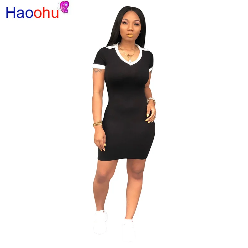 HAOOHU T Shirt Dress Solid V-neck Short Sleeve Slinky Bodycon mini Short paragraph Dress Summer Clothes For Women Plus Size -XXL
HAOOHU T Shirt Dress Solid V-neck Short Sleeve Slinky Bodycon mini Short paragraph Dress Summer Clothes For Women Plus Size -XXL