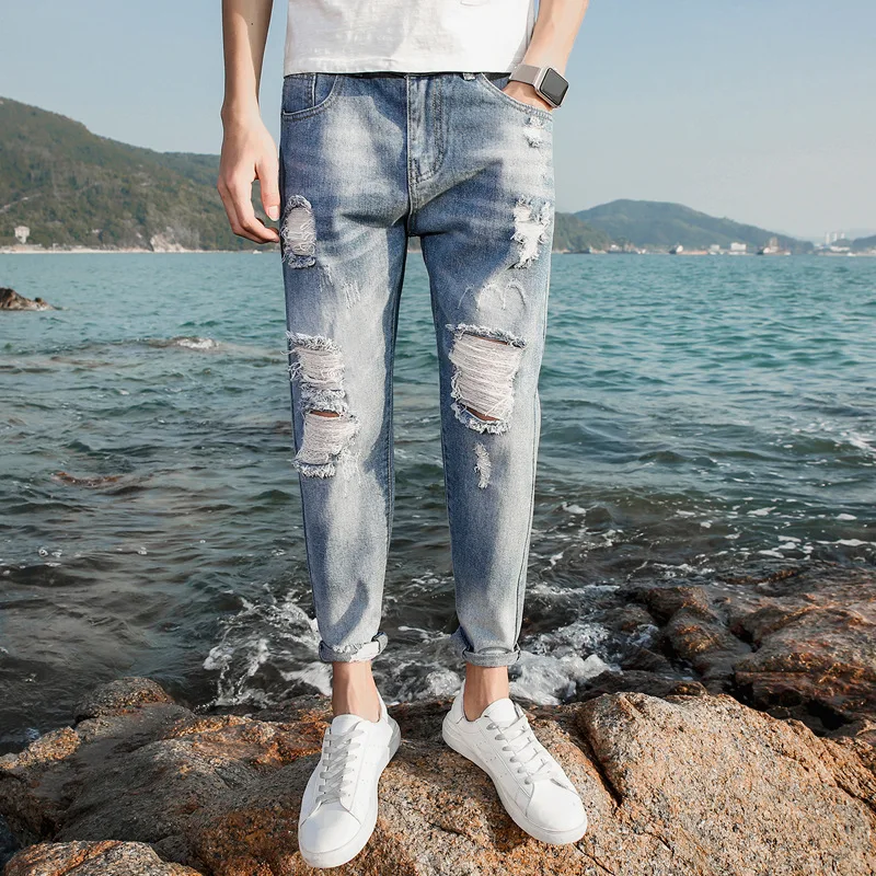 New Mens Hole Jeans Stretch Destroyed Ripped Design Casual Skinny Jeans Young People Slim Pencil Pants Cowboy Pants Beggar Pants
New Mens Hole Jeans Stretch Destroyed Ripped Design Casual Skinny Jeans Young People Slim Pencil Pants Cowboy Pants Beggar Pants