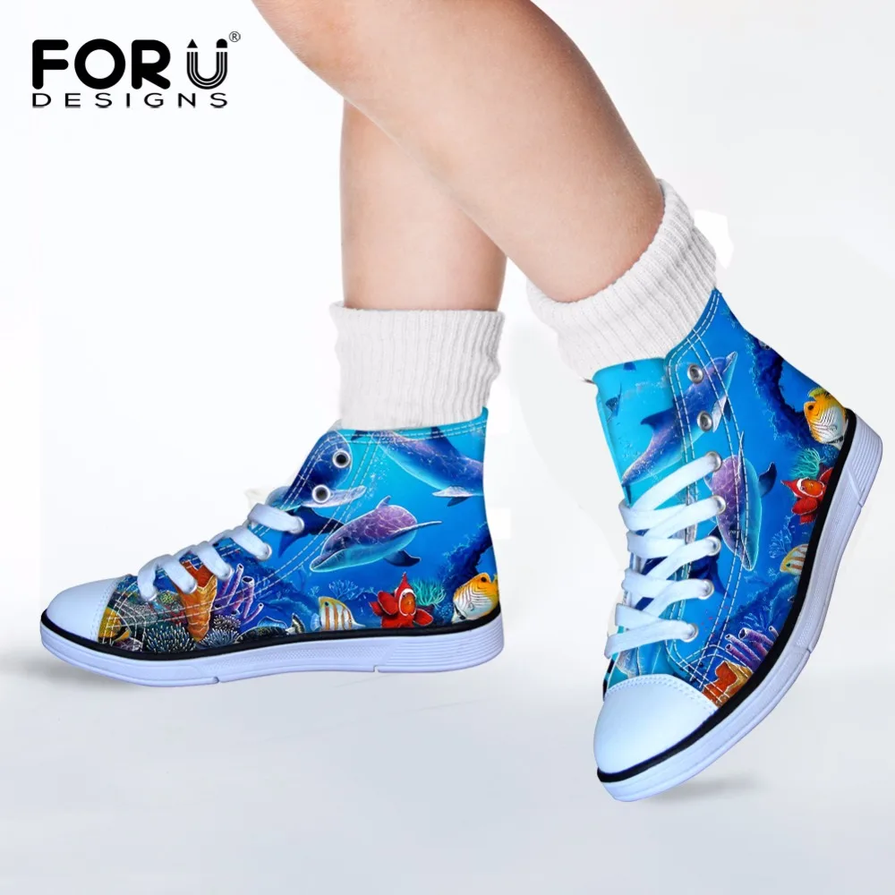 Кроссовки forudesigns для детей спортивная обувь прогулок с принтом рыбы акулы