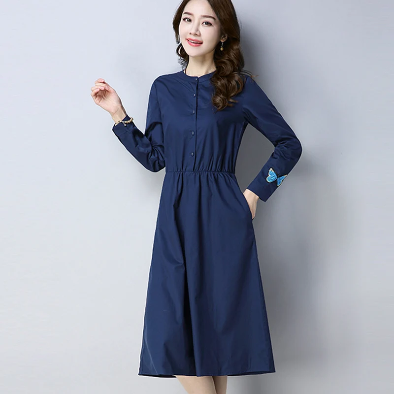 2021 Loose Spring Women's Vintage Flax-Cotton Dress Fashionable butterfly embroidered long sleeves Dress aa875
2021 Loose Spring Women's Vintage Flax-Cotton Dress Fashionable butterfly embroidered long sleeves Dress aa875
