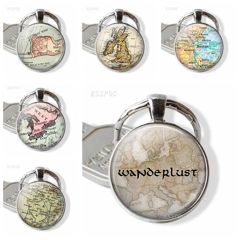 Traveller Gift Vintage Map Keychain Glass Dome Literary Keyring Boston Britain Canada France Map Key Chain
Traveller Gift Vintage Map Keychain Glass Dome Literary Keyring Boston Britain Canada France Map Key Chain