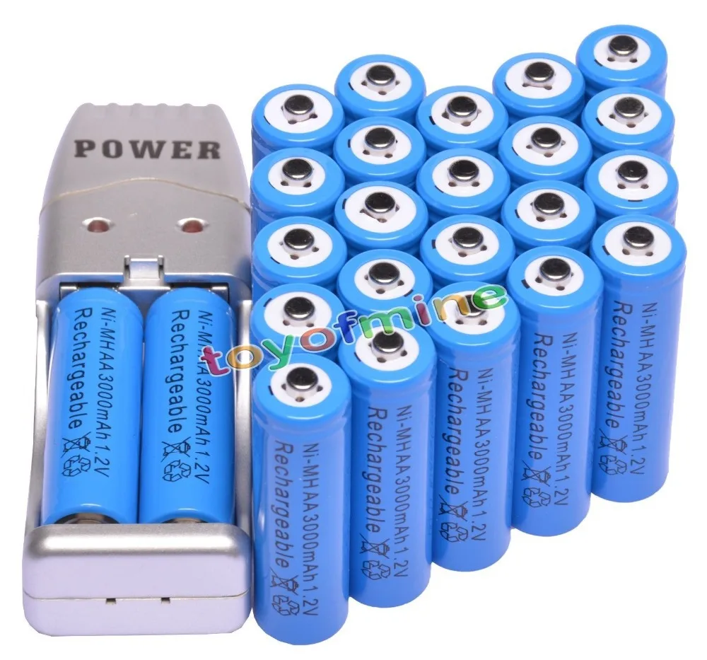 24x AA 2A Blue Color 1.2V Ni-MH 3000mAh Rechargeable Battery Batteries cells for toys + USB Charger
24x AA 2A Blue Color 1.2V Ni-MH 3000mAh Rechargeable Battery Batteries cells for toys + USB Charger