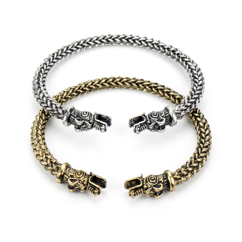 MQCHUN Fashion Double Dragon Bracelet Two-pointed Bangles Vikings Logo Women's Bracelets Jewelry For Women and Men-25 | Украшения и