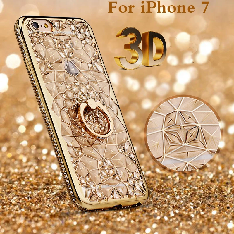 Роскошные 3D мозаика Хрустальный цветок кольцо чехол для телефона iPhone 7 diamond