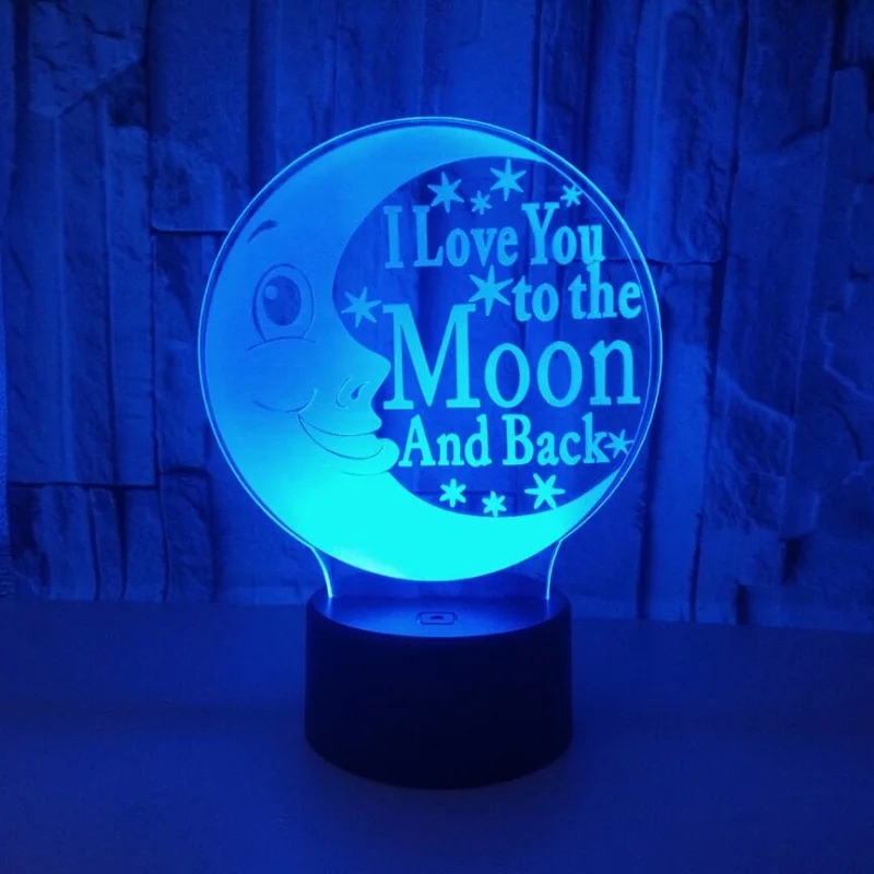 3D visual Moon Smiling face Multi-colored Acrylic Light Creative gift Home Furnishing 7 color change love you
3D visual Moon Smiling face Multi-colored Acrylic Light Creative gift Home Furnishing 7 color change love you