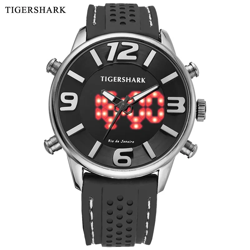 TIGERSHARK Fashion Sport Watch Men Automatic Date Rubber Band Digital Quartz Watches Auto Date 30M Waterproof Relogio Masculino
TIGERSHARK Fashion Sport Watch Men Automatic Date Rubber Band Digital Quartz Watches Auto Date 30M Waterproof Relogio Masculino
