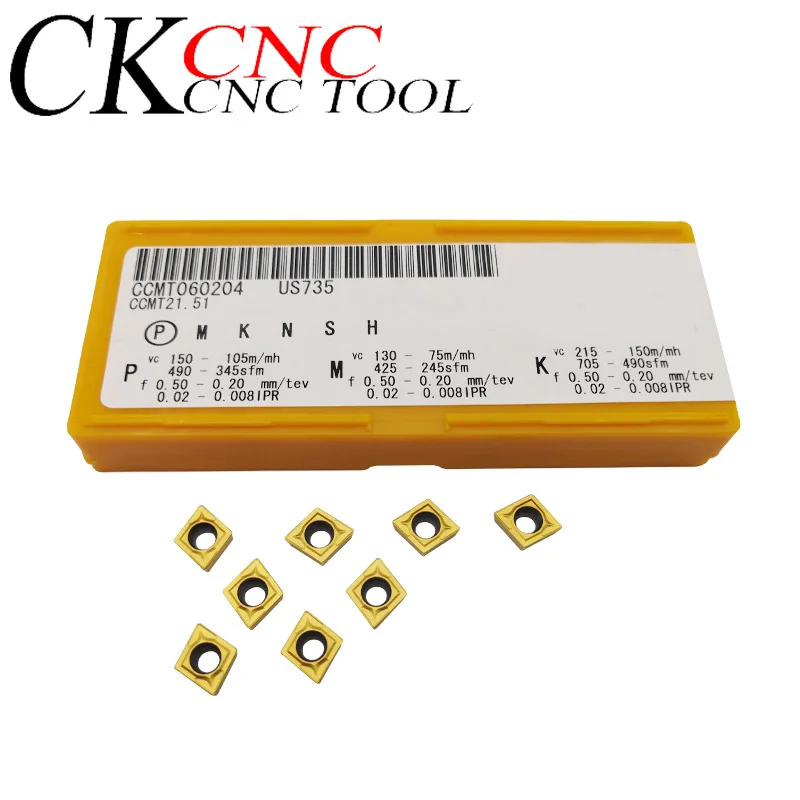 10PCS CCMT060204 US735 carbide insert for internal tool turning tool for metal CNC machine cutting tools
