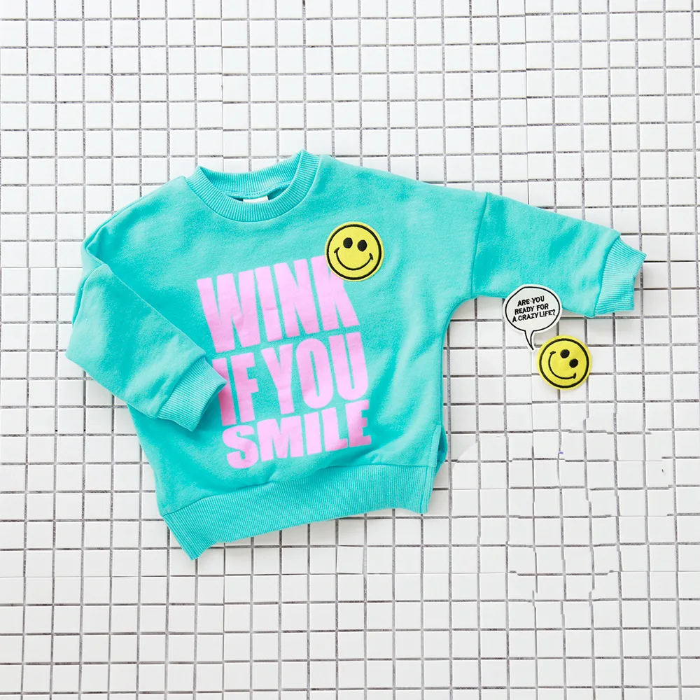 Autumn Children's Hoodies Casual Smiling Face Pasted Cloth Embroidered 100% Cotton Long sleeve T-shirt Boys Girls Kids Clothes
Autumn Children's Hoodies Casual Smiling Face Pasted Cloth Embroidered 100% Cotton Long sleeve T-shirt Boys Girls Kids Clothes