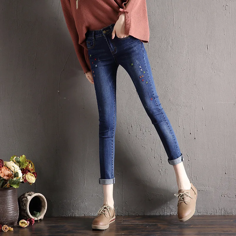 Skinny Jeans Women High Waist Embroidery Stretch Pants for Women Trousers 2018 Autumn Casual Pencil Pants Plus Size
Skinny Jeans Women High Waist Embroidery Stretch Pants for Women Trousers 2018 Autumn Casual Pencil Pants Plus Size