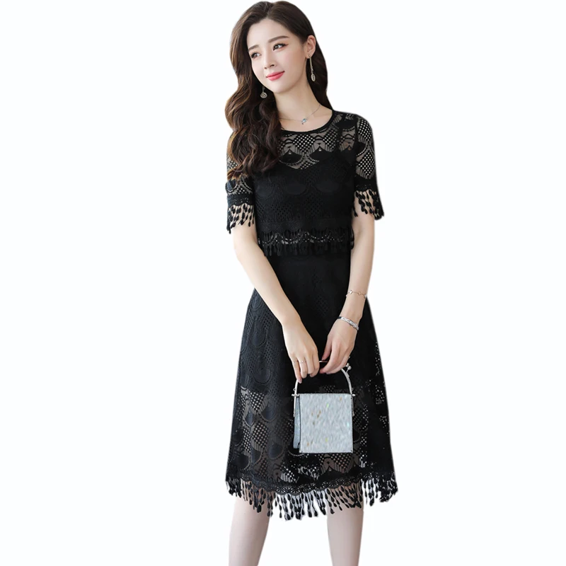 summer Lace A-Line dress women 2019 new black O-Neck Tassel Knee-Length dress temperament Hollow Out Short sleeve dress women
summer Lace A-Line dress women 2019 new black O-Neck Tassel Knee-Length dress temperament Hollow Out Short sleeve dress women