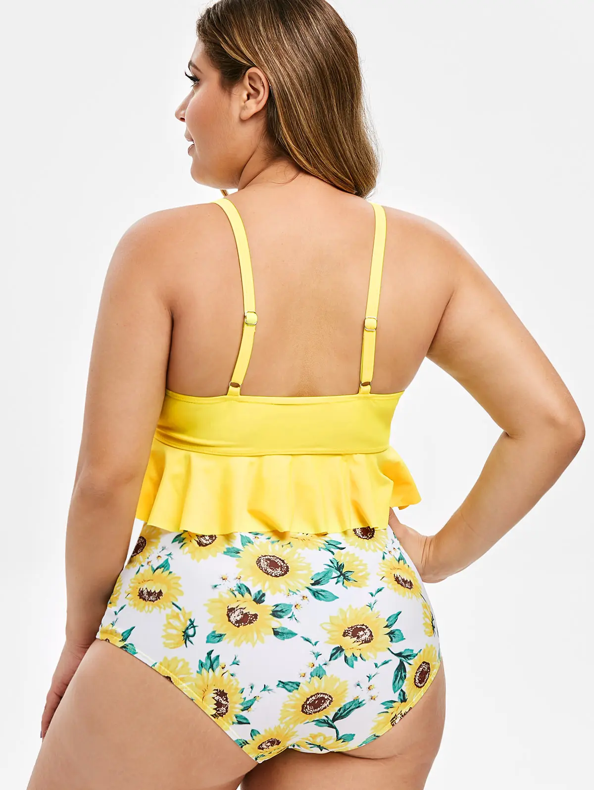 ROSEGAL Sexy Women Bikini Set Mujer Ruffle Floral Printed Swimsuit Push Up High Waist Biquinis Brazilian Swimwear Summer | Женская