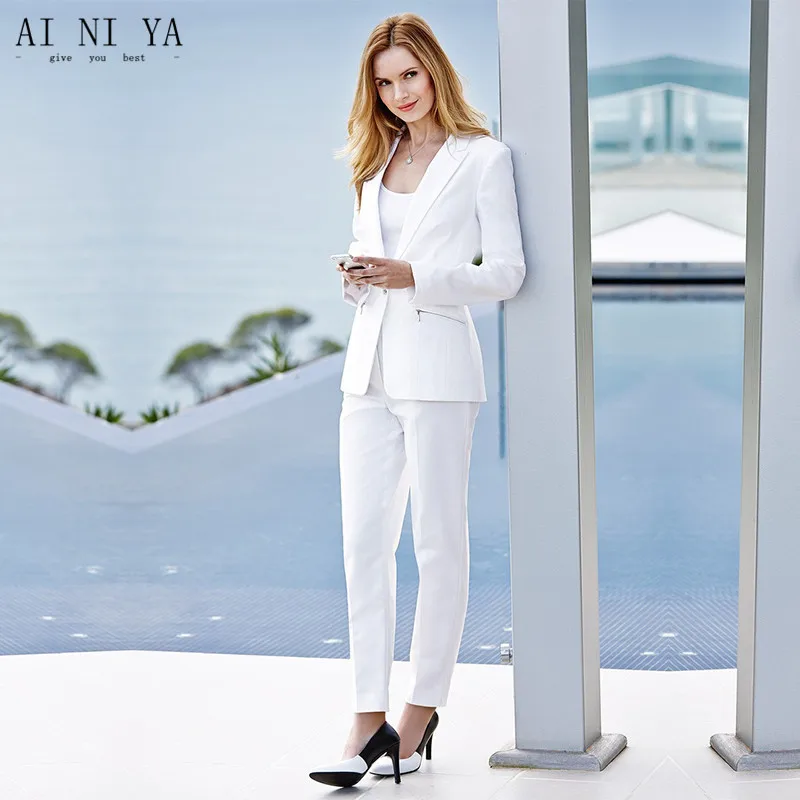 Women White Coat Business Suits White Single Breasted Slim Female Office Uniform Ladies Formal Trouser Suit Tops and pants
Women White Coat Business Suits White Single Breasted Slim Female Office Uniform Ladies Formal Trouser Suit Tops and pants