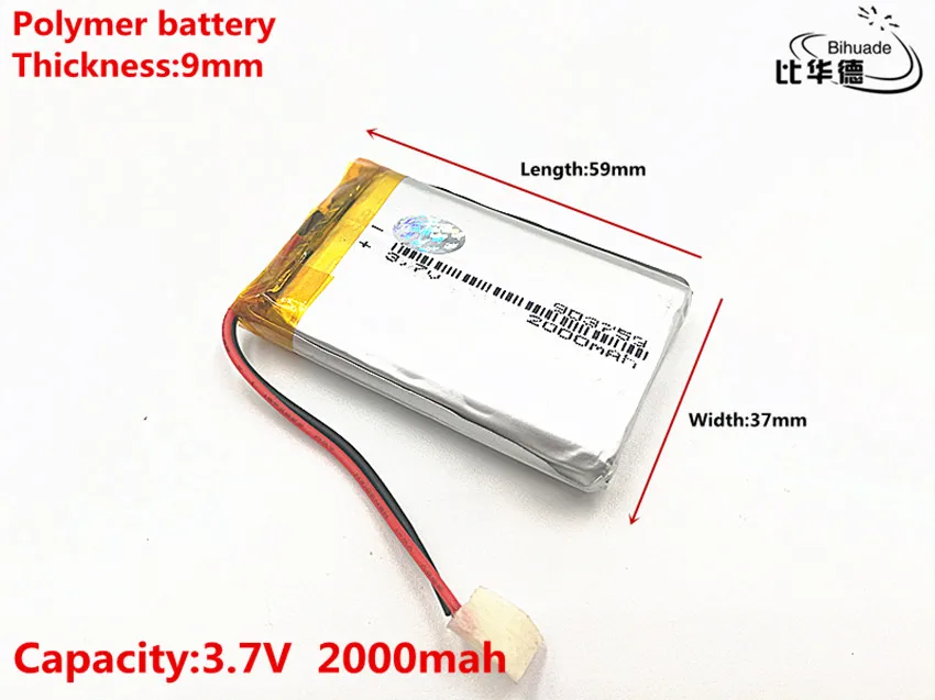 Good Qulity 3.7V,2000mAH,903759 Polymer lithium ion / Li-ion battery for TOY,POWER BANK,GPS,mp3,mp4
Good Qulity 3.7V,2000mAH,903759 Polymer lithium ion / Li-ion battery for TOY,POWER BANK,GPS,mp3,mp4