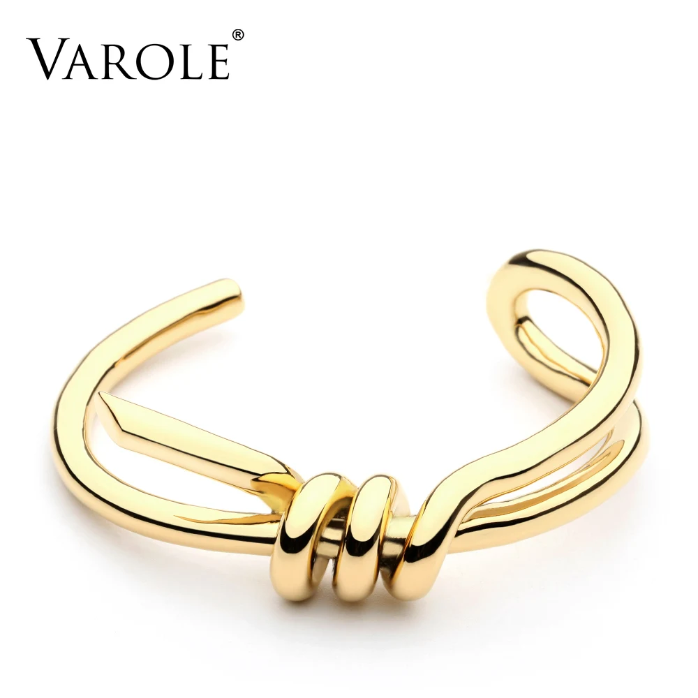 

VAROLE Elegant Knot Cuff Bracelet Gold Color Bangle Bracelets for Women Bangles Jewelry Wholesale Pulseiras