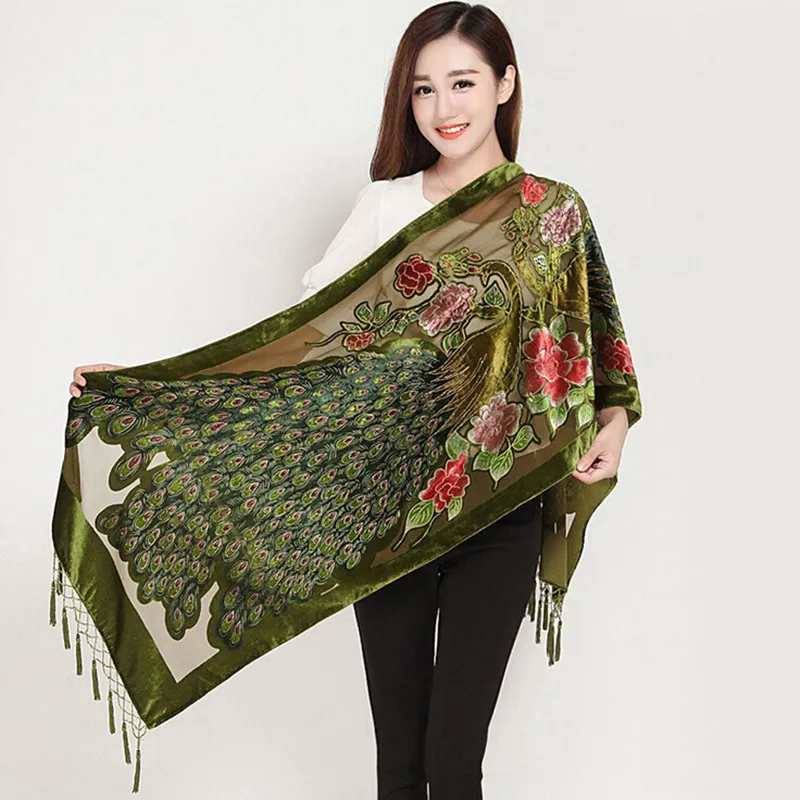 2019 New Fashion Lady Women Animal Peacock Pashmina Scarf Velvet Silk Beaded Tassels Rectangle Embroidered Shawl Wrap 50cm*170cm
2019 New Fashion Lady Women Animal Peacock Pashmina Scarf Velvet Silk Beaded Tassels Rectangle Embroidered Shawl Wrap 50cm*170cm
