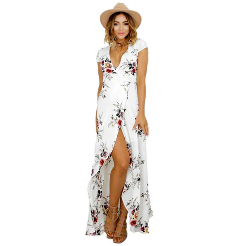 Floral print chiffon long dress Women 2022 v-neck dresses vestidos Sexy white split beach summer dress AB317
Floral print chiffon long dress Women 2022 v-neck dresses vestidos Sexy white split beach summer dress AB317