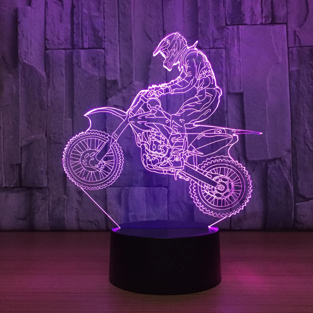 

Bedroom Decor Sleep Usb Led Kids Touch Motorcycle 3D Table Lamp Cross Country Motorbike Modelling Night Lights Lighting Fixture