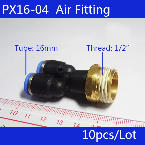 

HIGH QUALITY 10pcs PX16-04, 16mm to 1/2" Male Thread Y-shaped Pneumatic Jointer Connector Free shipping