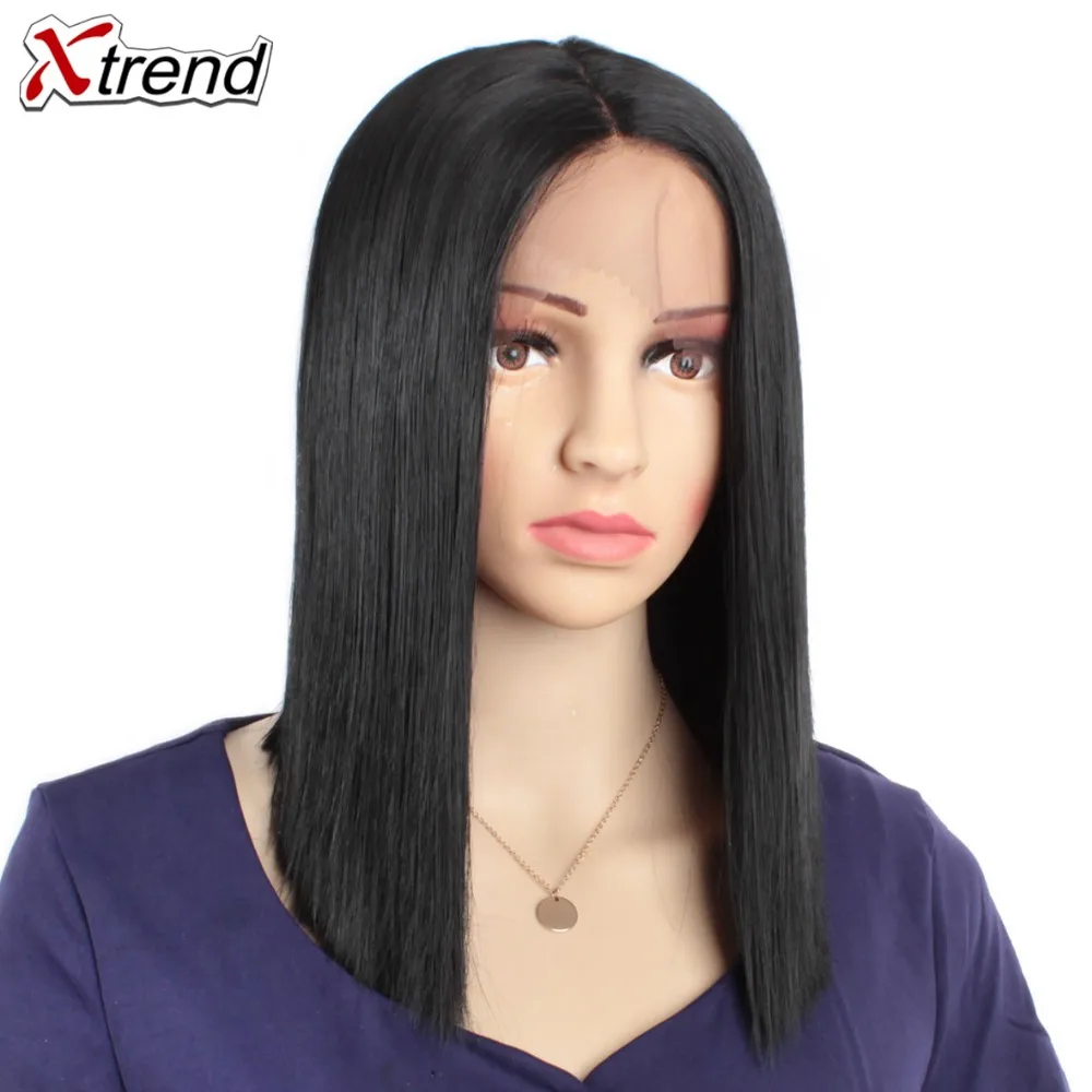 Xtrend Synthetic Lace Front wig T Part 14" Wigs For Black Women Bob Wig Heat Resistant Hair perruque | Шиньоны и парики