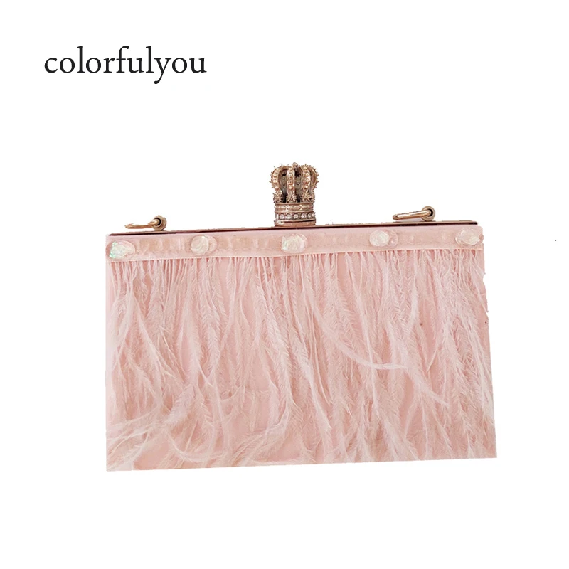 Diamond Crown Buckle Evening Clutch Bag Pink Feather Lady Wedding Party Handbag Acrylic Women Handbag With Pear Chain New Style
Diamond Crown Buckle Evening Clutch Bag Pink Feather Lady Wedding Party Handbag Acrylic Women Handbag With Pear Chain New Style