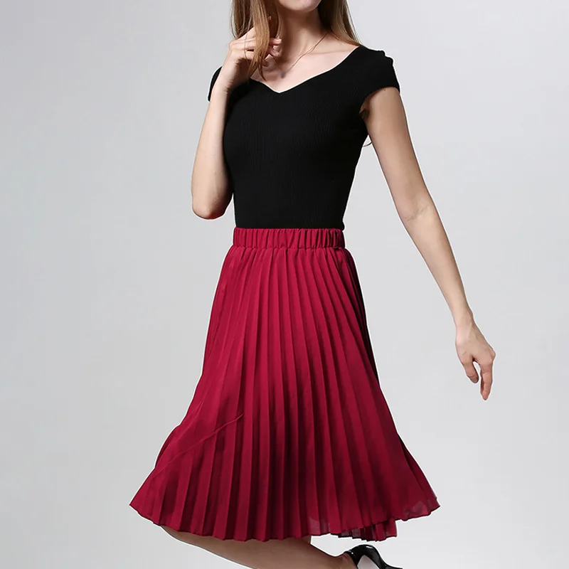 Summer Pleated High Waist A-line Women's Skirts Elastic Slim Loose Solid Ladies Midi Skirt 2020 Fashions Vintage Clothes Female
Summer Pleated High Waist A-line Women's Skirts Elastic Slim Loose Solid Ladies Midi Skirt 2020 Fashions Vintage Clothes Female