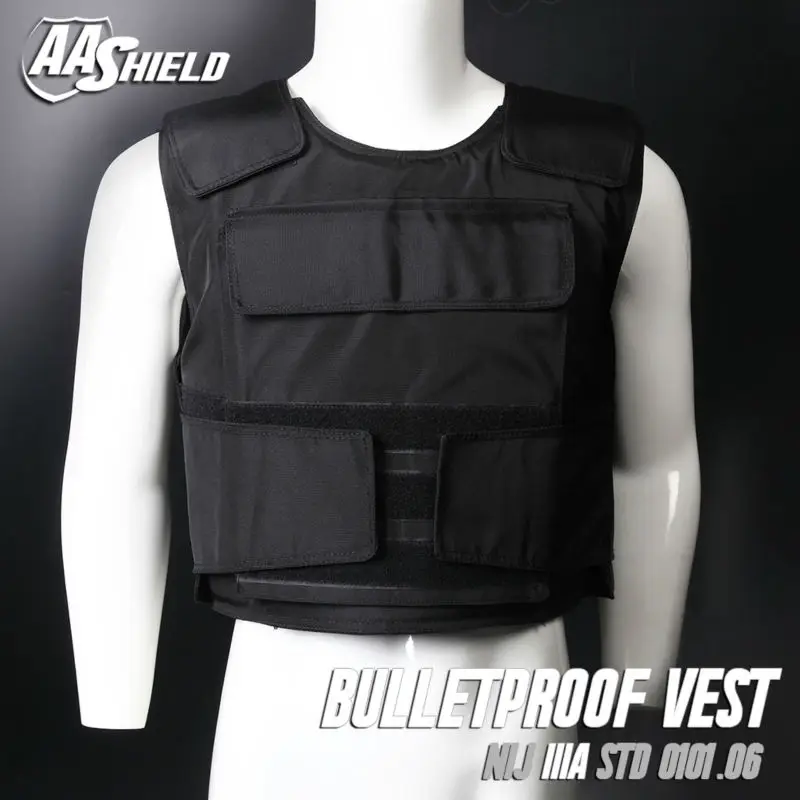 

AA SHIELD Bullet Proof Vest Plate Carrier Aramid Core Ballistic Body Armor Insert Self Defense Supply Level NIJ IIIA L Black