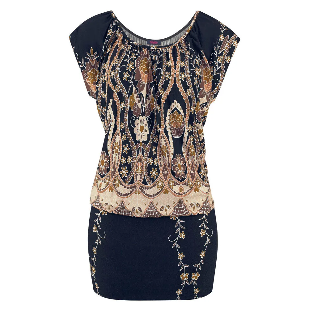 Fashion Womens Casual Short Sleeve Retro Print O-Neck Beach Mini Dress Or Tops Female Summer Sexy Comfortable Fashion 2019 F35
Fashion Womens Casual Short Sleeve Retro Print O-Neck Beach Mini Dress Or Tops Female Summer Sexy Comfortable Fashion 2019 F35