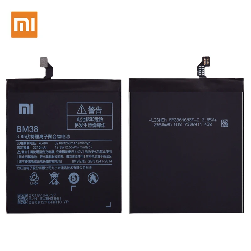 2019 New Original Xiaomi Battery BM38 For Xiaomi Mi 4S Mi4s M4S akku Top Quality 3210mAh with Tools+Tracking
2019 New Original Xiaomi Battery BM38 For Xiaomi Mi 4S Mi4s M4S akku Top Quality 3210mAh with Tools+Tracking