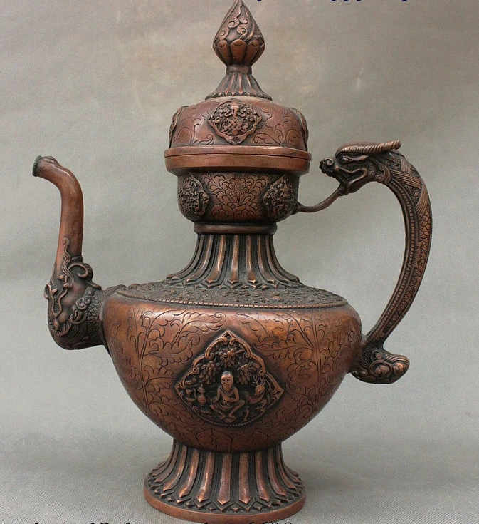 Chinese Bronze People Beast Head Dragon Loong Handle Wine Tea Pot Flagon Statue
Chinese Bronze People Beast Head Dragon Loong Handle Wine Tea Pot Flagon Statue