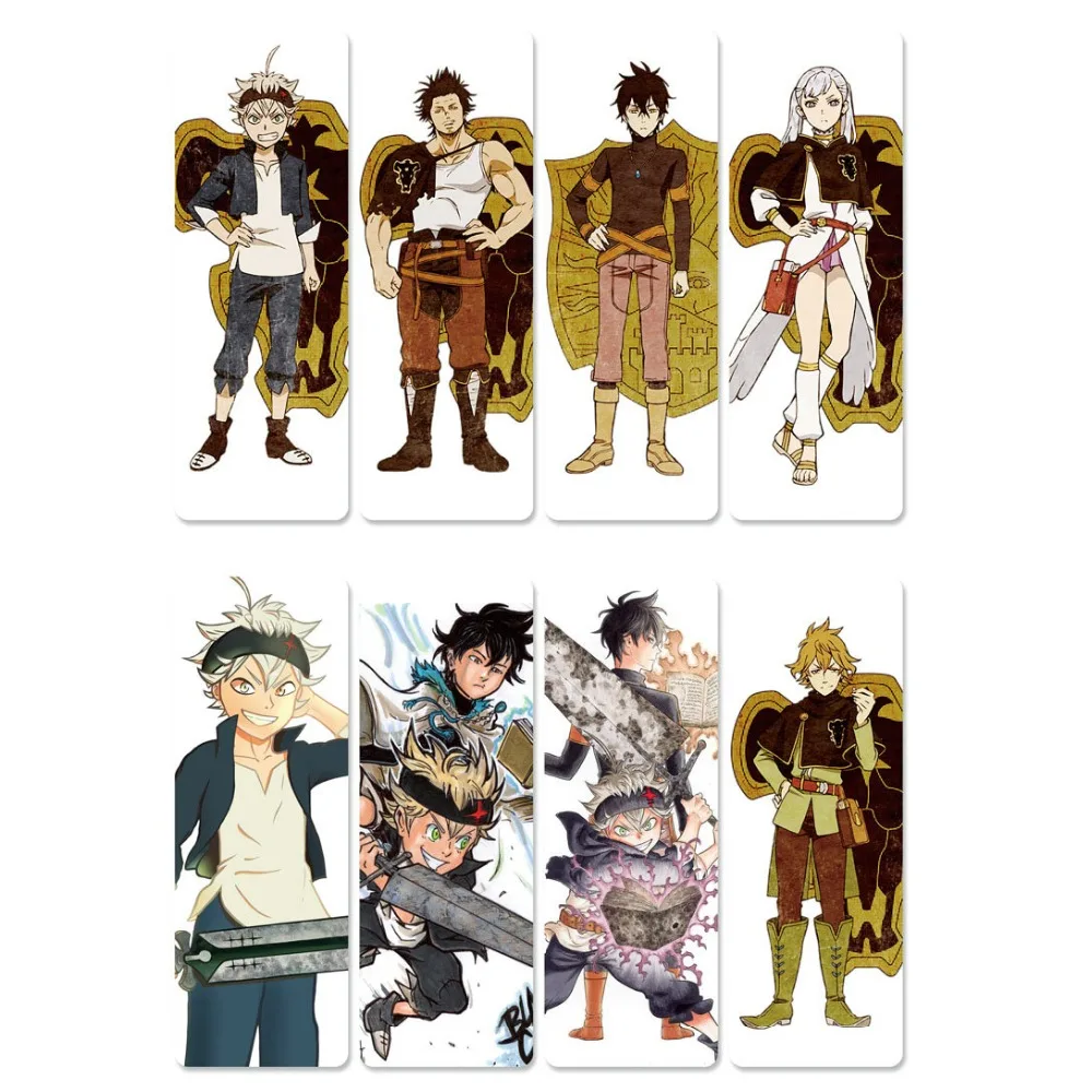 8pcs Anime Black Clover Bookmarks Waterproof Transparent PVC Plastic Bookmark Beautiful Book Marks Gift | Этикетки индексы и