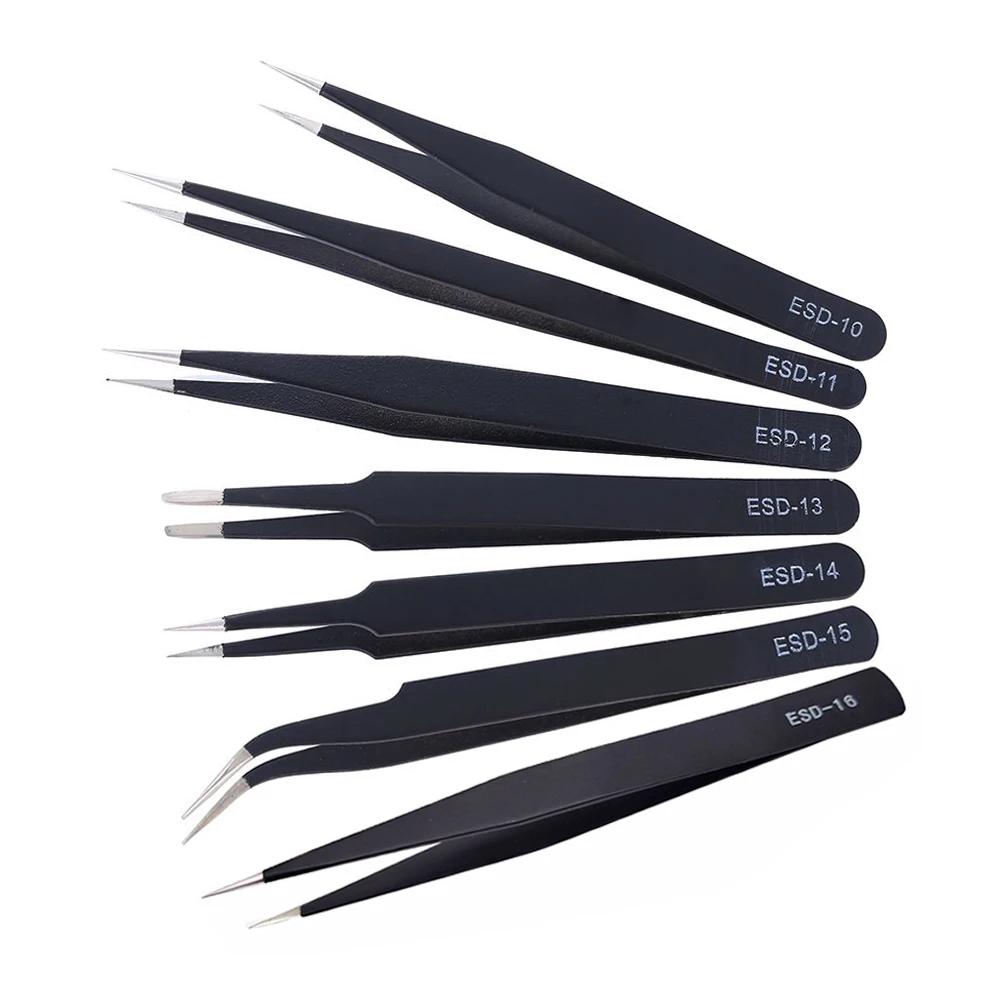6 Pcs Anti-static ESD Stainless Steel Tweezers Maintenance Tools Industrial Precision Curved Straight Tweezers Repair Tools
6 Pcs Anti-static ESD Stainless Steel Tweezers Maintenance Tools Industrial Precision Curved Straight Tweezers Repair Tools