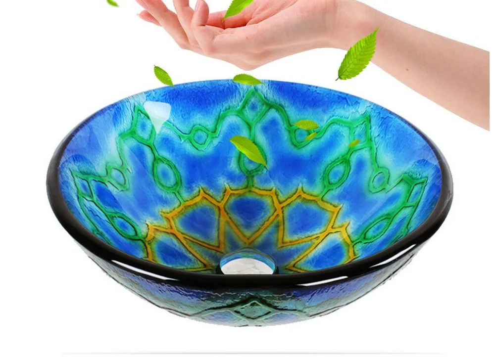 Bathroom Round Tempered Glass Sink Cloakroom Counter Hand Paint Top Washbasin BW10-073-1
Bathroom Round Tempered Glass Sink Cloakroom Counter Hand Paint Top Washbasin BW10-073-1