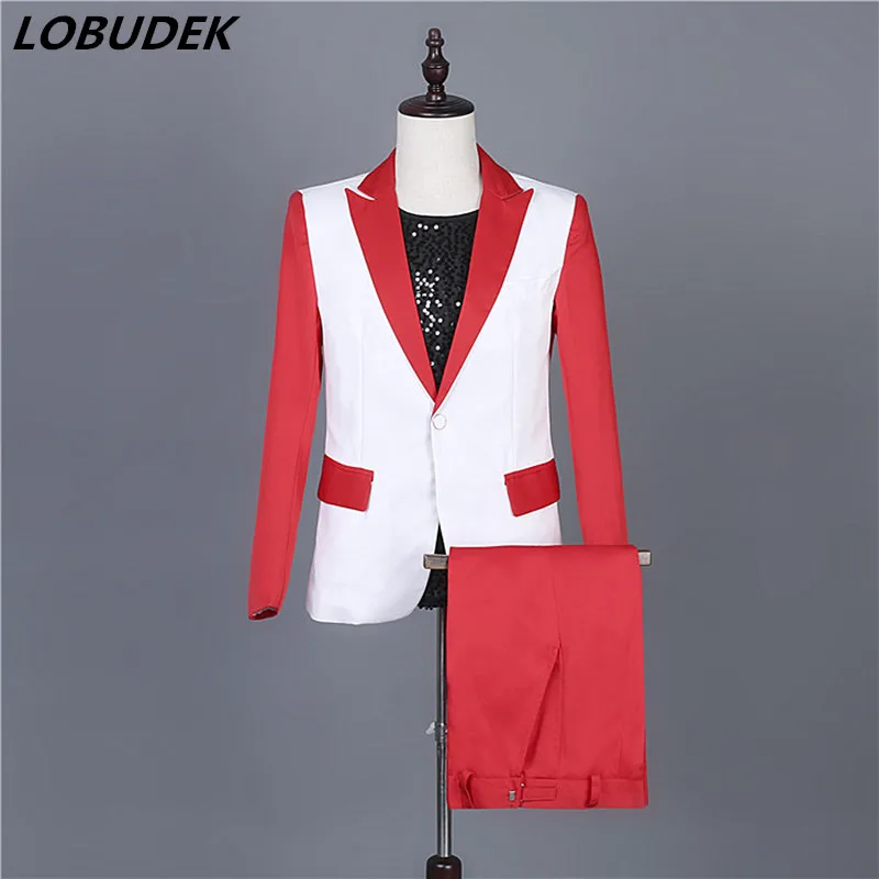 Red-White Stitching Blazers Set Spring Summer Men's Fashion Slim Suits Singer Team Three Style Suit Bar Performance Costume
Red-White Stitching Blazers Set Spring Summer Men's Fashion Slim Suits Singer Team Three Style Suit Bar Performance Costume