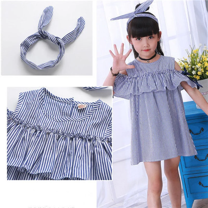 HOT Girls Dress Set Toddler Kids Baby Girls Clothes Striped Off-shoulder Short Sleeves Party Gown +Headband Formal Dresses
HOT Girls Dress Set Toddler Kids Baby Girls Clothes Striped Off-shoulder Short Sleeves Party Gown +Headband Formal Dresses