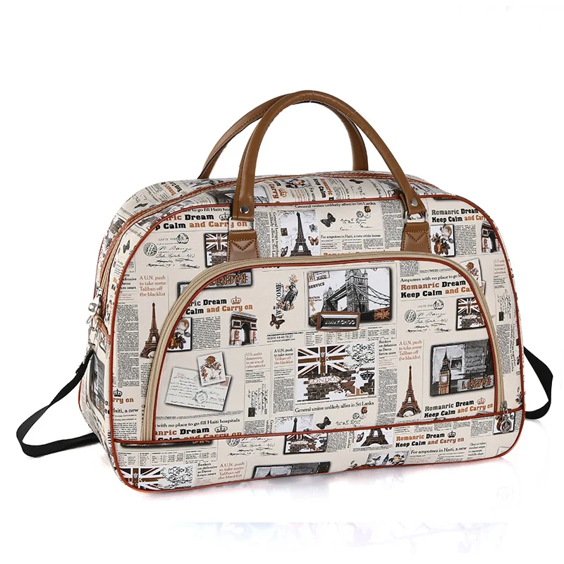 Leather Large Capacity Waterproof Print Luggage Travel Bags | Багаж и сумки