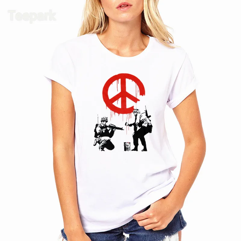 Soldiers spraying anti-war Banksy Fashion Summer Women T-shirt tops Short Sleeve Tops Clothing O-neck T shirt For Women HWP4210
Soldiers spraying anti-war Banksy Fashion Summer Women T-shirt tops Short Sleeve Tops Clothing O-neck T shirt For Women HWP4210