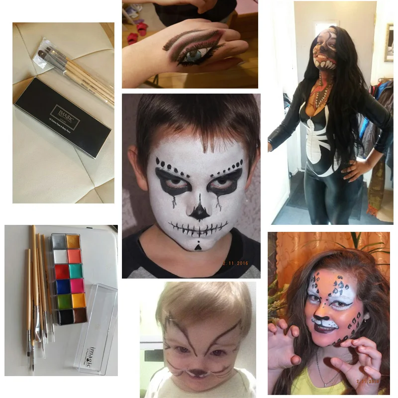 IMAGIC 12 Flash Tattoo Color+6pcs Paint Brush Halloween Face Body Paint Oil Paint Art Cosmetic Make Up Set Party Fancy Dress
IMAGIC 12 Flash Tattoo Color+6pcs Paint Brush Halloween Face Body Paint Oil Paint Art Cosmetic Make Up Set Party Fancy Dress