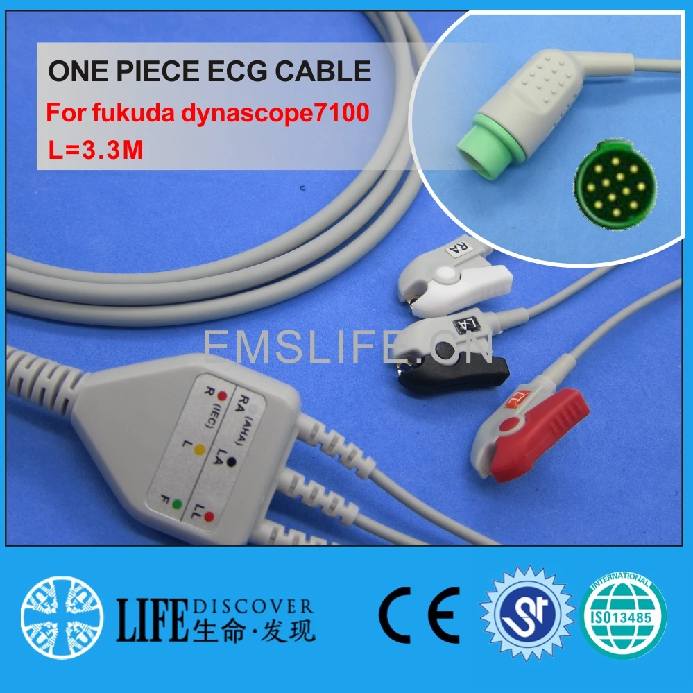one piece ECG cable with 3 clip lead wires For fukuda dynascope7100 patient monitor
one piece ECG cable with 3 clip lead wires For fukuda dynascope7100 patient monitor