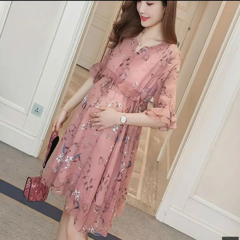 Maternity Dresses New 2018 Summer Pregnancy Clothing V-neck Chiffon Maternity Clothes Floral Dresses for Pregnant Women
Maternity Dresses New 2018 Summer Pregnancy Clothing V-neck Chiffon Maternity Clothes Floral Dresses for Pregnant Women
