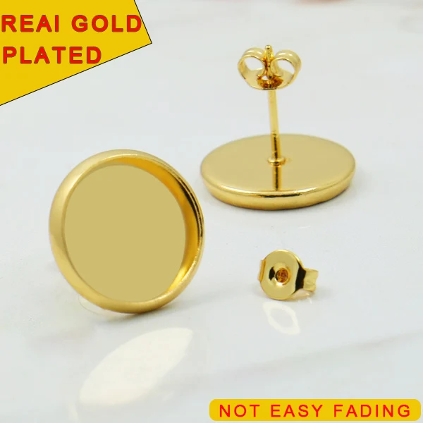 (Never Fade) 10pcs 10mm Gold Color Copper Brass Earring Base Studs Ear Cameo Settings Cabochon Base Tray Blank (With Back)
(Never Fade) 10pcs 10mm Gold Color Copper Brass Earring Base Studs Ear Cameo Settings Cabochon Base Tray Blank (With Back)
