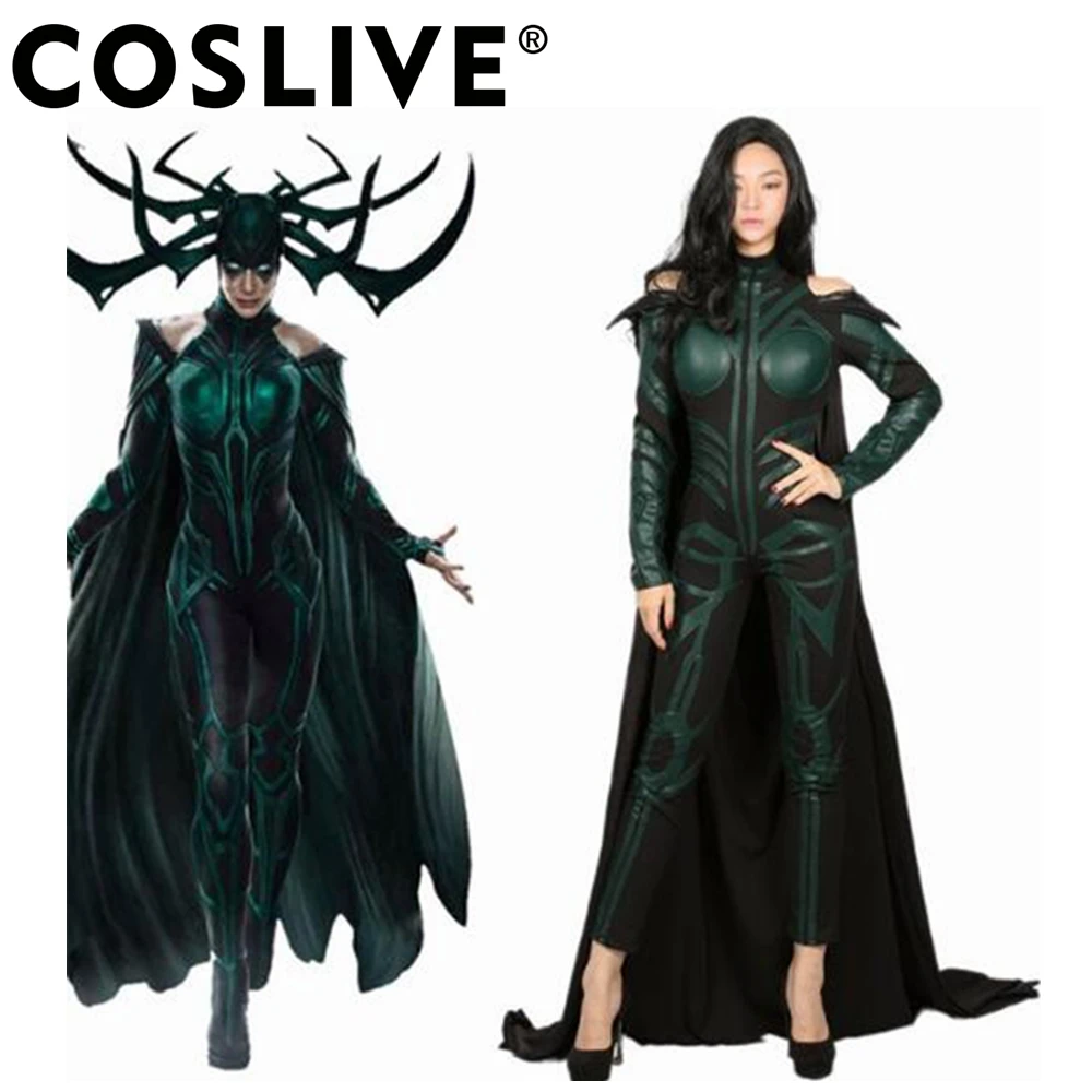 Coslive Hela Custome Тор: Ragnarok Косплей наряд взрослый полный комбинезон Хэллоуин Костюм