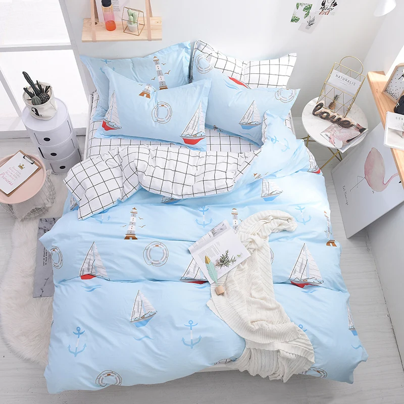 Light Blue Boat Navigation Summer Duvet Cover Sets 100% Cotton Fabric Soft Bed Set with Flat Sheet 4Pcs 1.2m or 1.5m Bed Size
Light Blue Boat Navigation Summer Duvet Cover Sets 100% Cotton Fabric Soft Bed Set with Flat Sheet 4Pcs 1.2m or 1.5m Bed Size