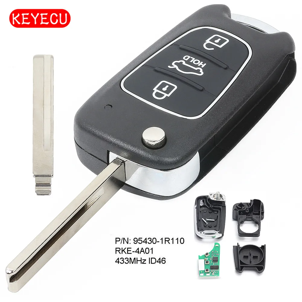 Keyecu Upgraded Flip Remote Car Key Fob 3 Buttons 433MHz ID46 Chip for Hyundai Accent 2011 2012 2013 2014 P/N: 95430-1R110
Keyecu Upgraded Flip Remote Car Key Fob 3 Buttons 433MHz ID46 Chip for Hyundai Accent 2011 2012 2013 2014 P/N: 95430-1R110