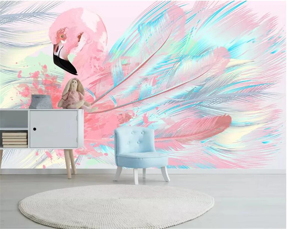 Customized modern living room sofa background wall 3d wallpaper hand painted Pink flamingo feather wallpaper papier peint
Customized modern living room sofa background wall 3d wallpaper hand painted Pink flamingo feather wallpaper papier peint